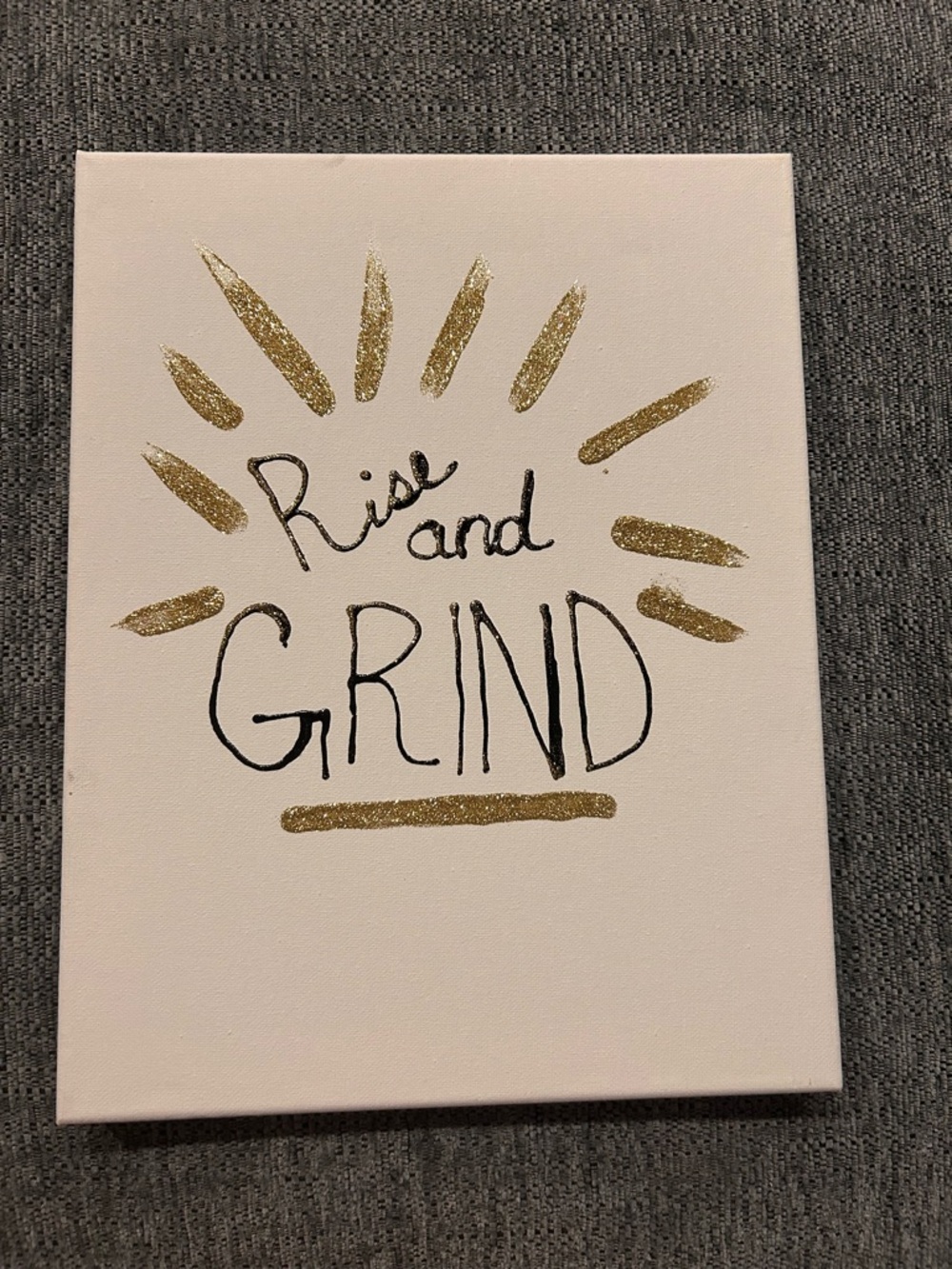 Rise and Grind Glitter Canvas Wall Art - Gold & Black